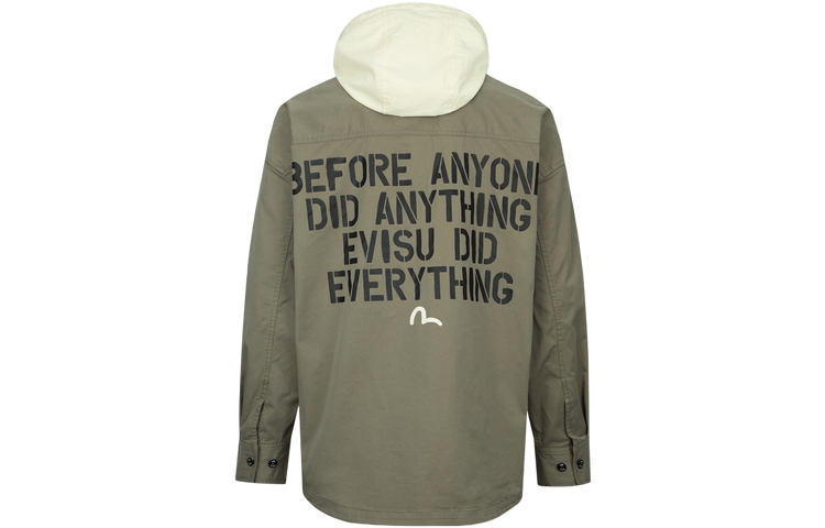 EVISU  Deep Army Green Seagull Logo Print Fake Two-Piece Jacket. 2ESHTM3SJ243LFCT