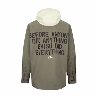 EVISU Deep Army Green Seagull Logo Print Fake Two-Piece Jacket. 2ESHTM3SJ243LFCT