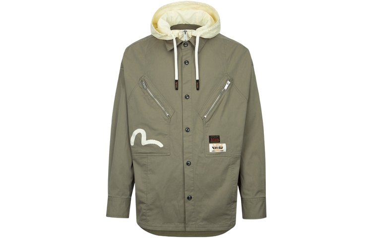 EVISU  Deep Army Green Seagull Logo Print Fake Two-Piece Jacket. 2ESHTM3SJ243LFCT 圖 3