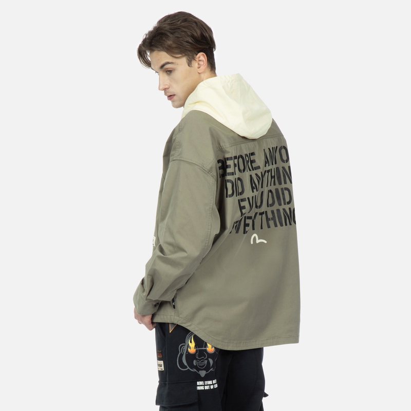 EVISU  Deep Army Green Seagull Logo Print Fake Two-Piece Jacket. 2ESHTM3SJ243LFCT 圖 5