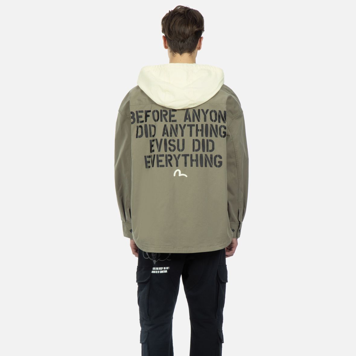 EVISU  Deep Army Green Seagull Logo Print Fake Two-Piece Jacket. 2ESHTM3SJ243LFCT 圖 7