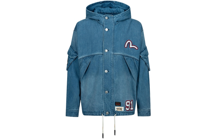 Lookbook EVISU海鸥字母印花蓝色牛仔连帽外套. 2ESHTM3DJ235LFCT