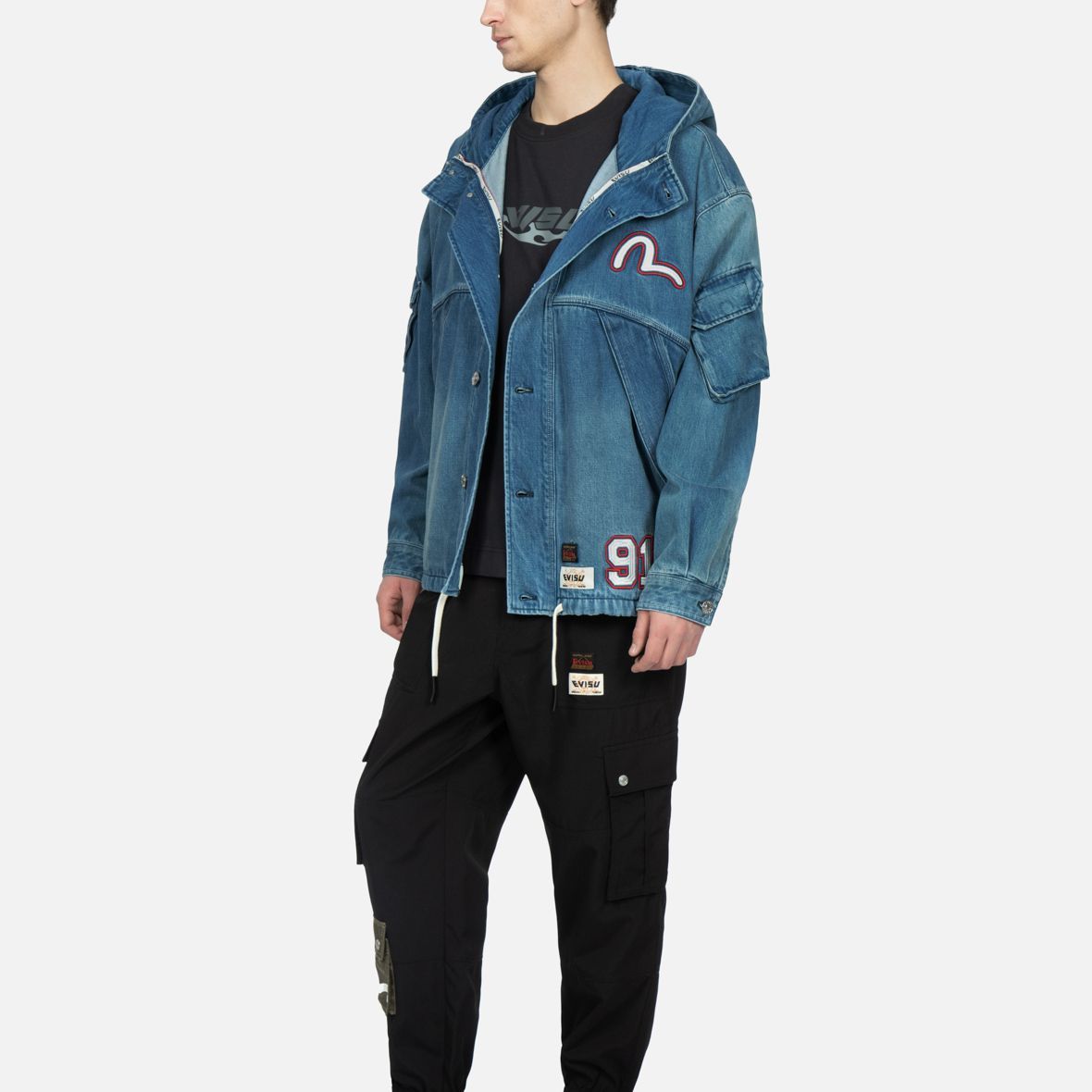 Details for EVISU海鸥字母印花蓝色牛仔连帽外套. 2ESHTM3DJ235LFCT