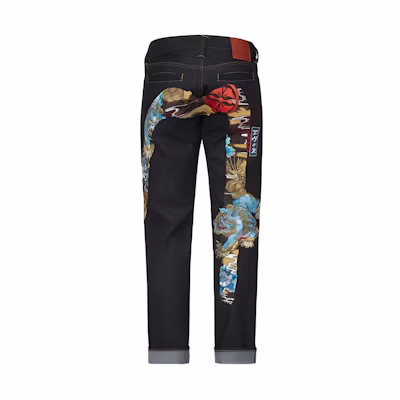 EVISU Denim Blue Jeans with 3D Komainu Embroidery Design 2ESHTM2JE90217CT