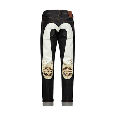 EVISU Denim Blue Jeans with Jacquard Kamon and Big M Print 2ESHTM4JE702417DP