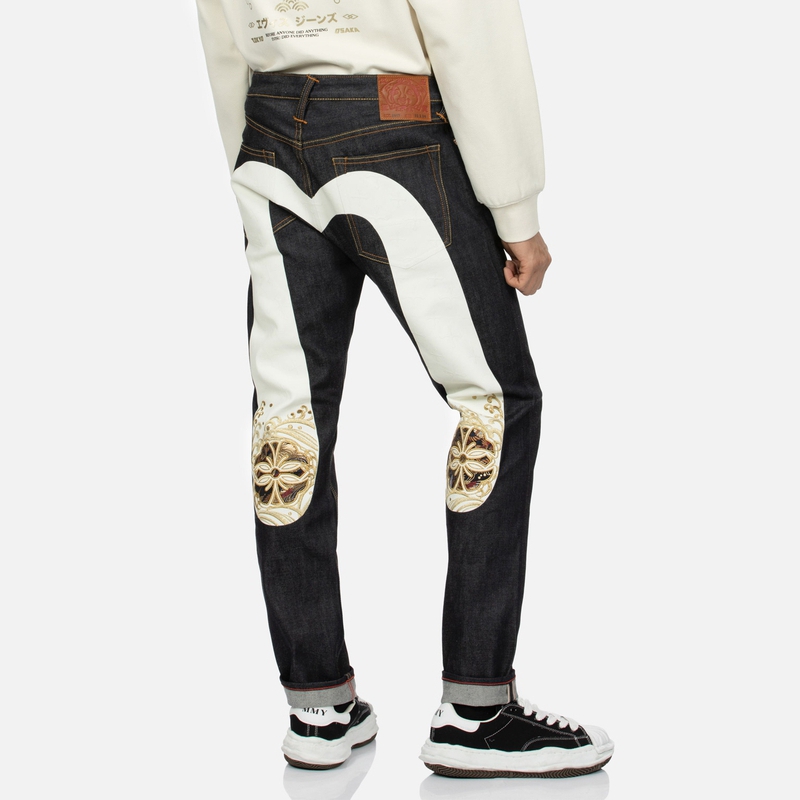 Shop 에비스 데님 블루 진 자카드 가몬 및 빅 M 프린트 2ESHTM4JE702417DP