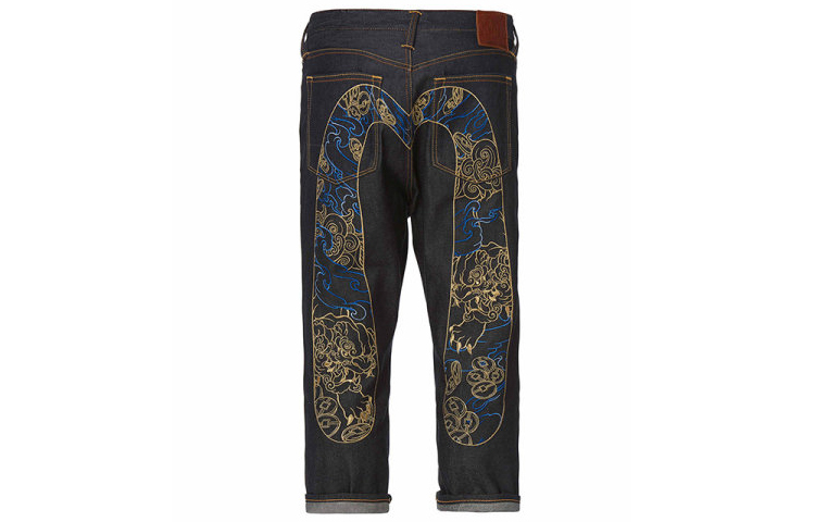 Order 에비수 데님 블루 진, 큰 M 자수, 7부 기장. 1ESHTM9JE91427
