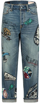 EVISU Denim Biru Relaxed Jeans dengan Cetakan Grafik Permainan. 2ESHTM4JE1091RXDN Order EVISU Denim Biru Relaxed Jeans dengan Cetakan Grafik Permainan. 2ESHTM4JE1091RXDN