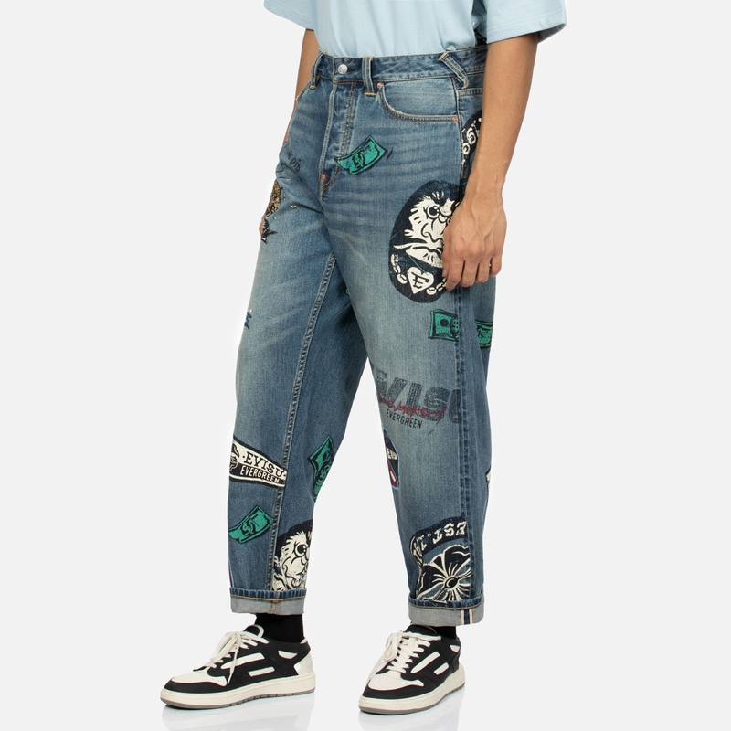 EVISU  Denim Blue Relaxed Jeans with Game Graphic Print 2ESHTM4JE1091RXDN 圖 4