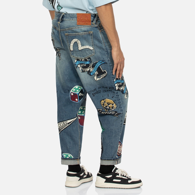 EVISU  Denim Blue Relaxed Jeans with Game Graphic Print 2ESHTM4JE1091RXDN 圖 5