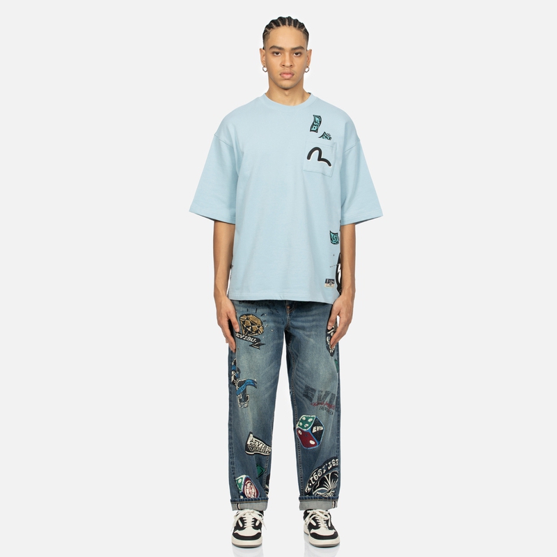 EVISU  Denim Blue Relaxed Jeans with Game Graphic Print 2ESHTM4JE1091RXDN 圖 6