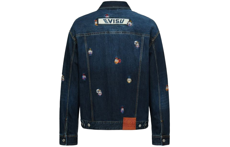 EVISU  Denim Jacket with Allover Daruma Embroidery in Blue. 2EAHTM1DJ713LFCT 圖 3
