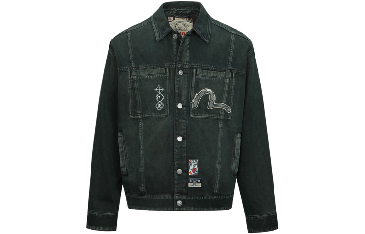 Lookbook Chaqueta Vaquera EVISU con Logo Bordado y Diseño Floral. 2ESHTM4DJ1001LFDN