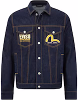 EVISU Denim Jacket with Large M Logo Embroidery in Blue Denim. 2EAHTM2DJ709XXCT EVISU Denim Jacket with Large M Logo Embroidery in Blue Denim. 2EAHTM2DJ709XXCT