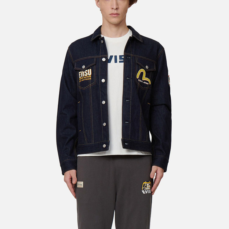 Shop Chaqueta Denim EVISU con Bordado de Gran Logo M en Azul Denim. 2EAHTM2DJ709XXCT