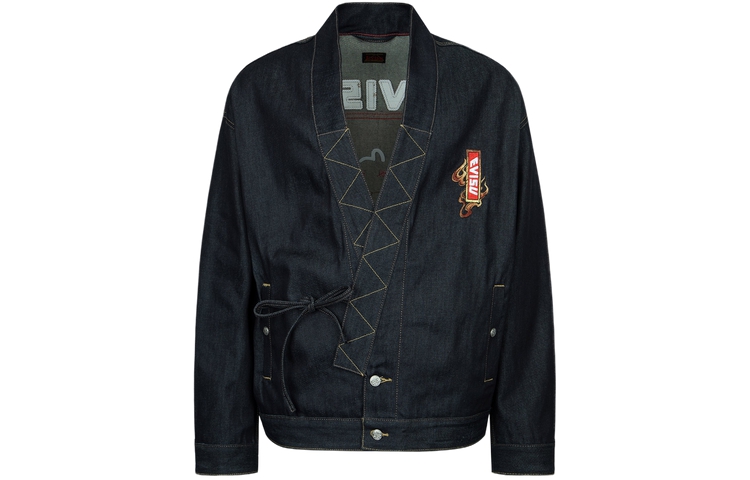 Lookbook Chaqueta EVISU de mezclilla azul con bordado de letras. 2ESHTM3KM123LFCT