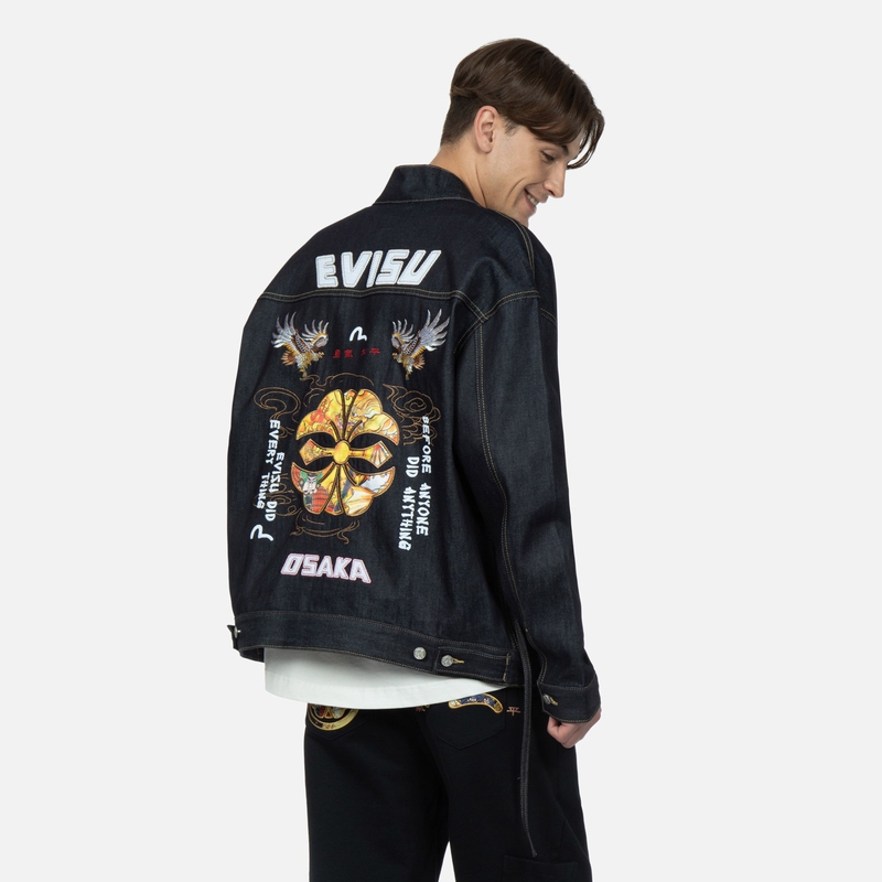 Purchase Chaqueta EVISU de mezclilla azul con bordado de letras. 2ESHTM3KM123LFCT