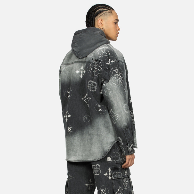 EVISU  Denim Jacket with Logo Embroidery & Floral Button Print Design 2ESHTM4SJ1014XXDP 圖 5