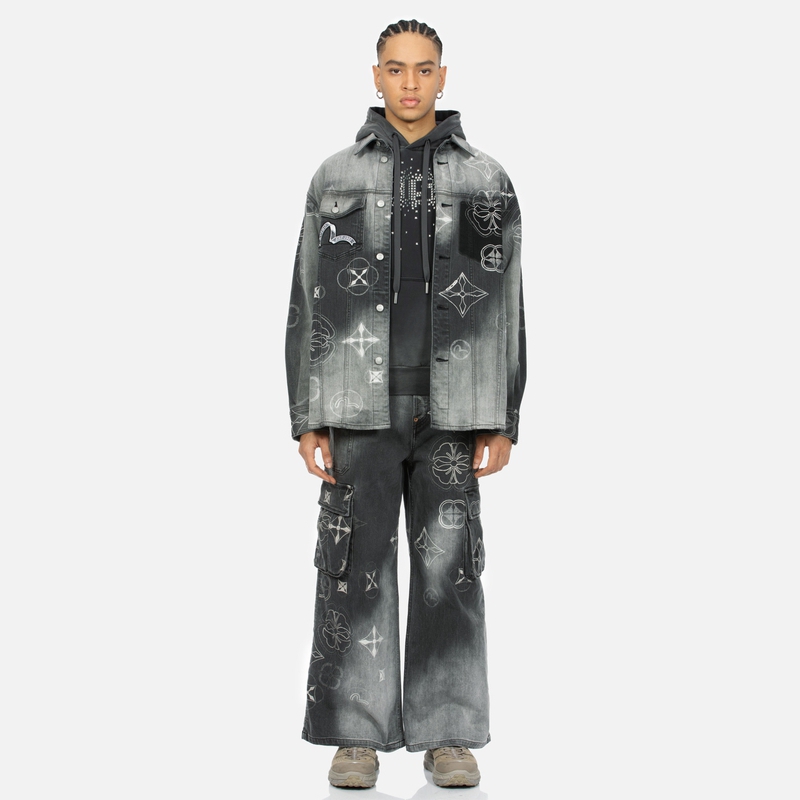 EVISU  Denim Jacket with Logo Embroidery & Floral Button Print Design 2ESHTM4SJ1014XXDP 圖 6