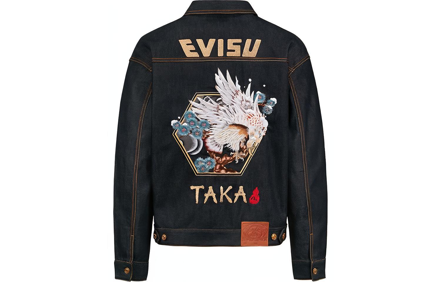 EVISU  Denim Jacket with Seagull & Eagle Embroidered Logo - Blue Denim 2EAHTM0DJ213LF
