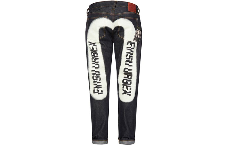 EVISU  Denim Jeans Spray Paint Effect Big M Logo - Blue 2EAHTM0JE91017