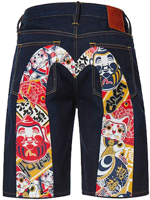 EVISU Seluar Pendek Denim Big M Biru dengan Cetakan Fishing Blessing. 2ESHTM1DS216XX Order EVISU Seluar Pendek Denim Big M Biru dengan Cetakan Fishing Blessing. 2ESHTM1DS216XX