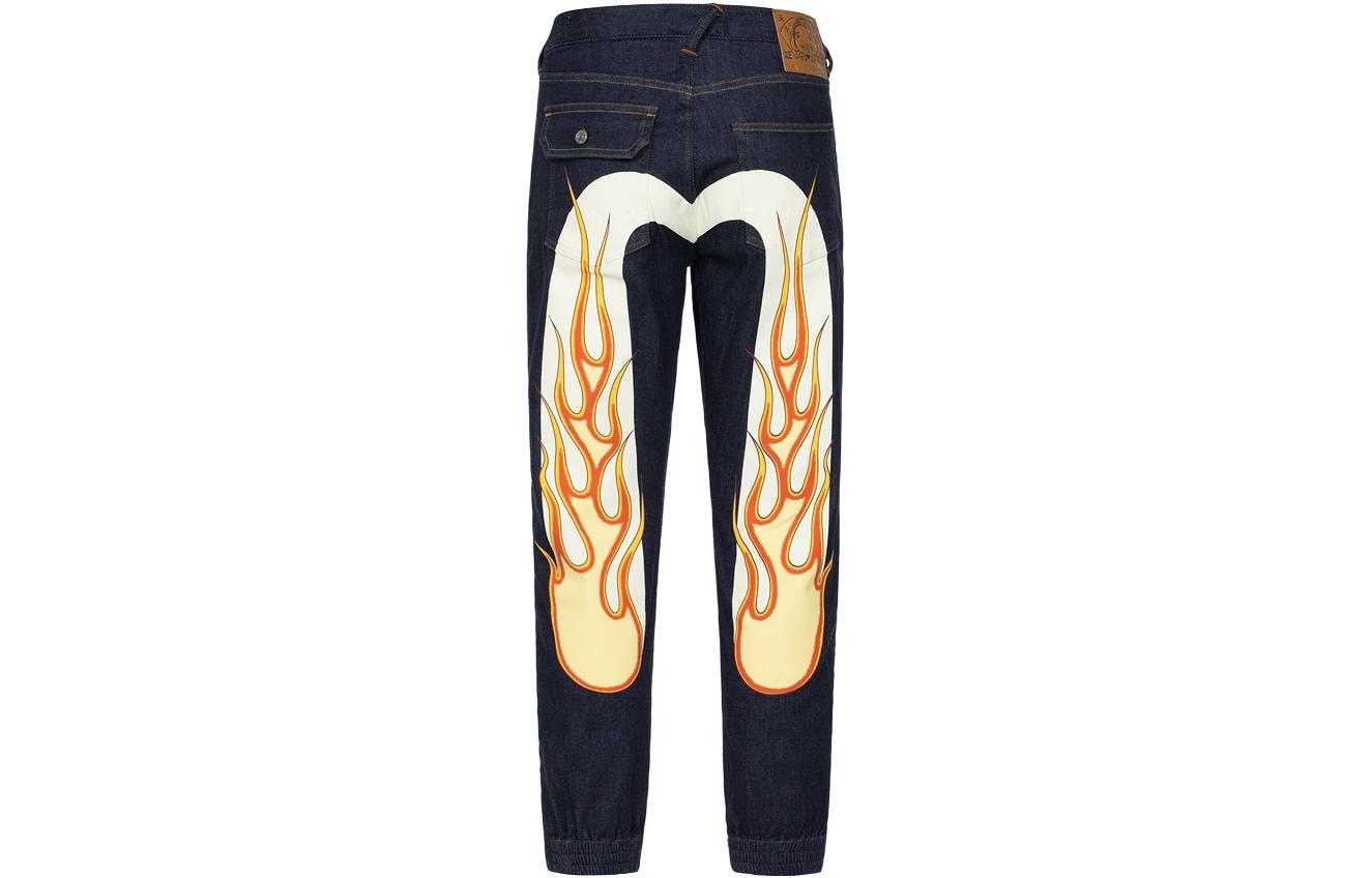 Evisu  Distressed Flame Mid-Rise Relaxed Straight-Leg Jeans 2ESHTM3JO216RXCX
