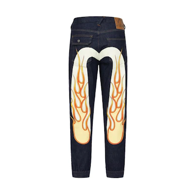 Evisu Distressed Flame Mid-Rise Relaxed Straight-Leg Jeans 2ESHTM3JO216RXCX