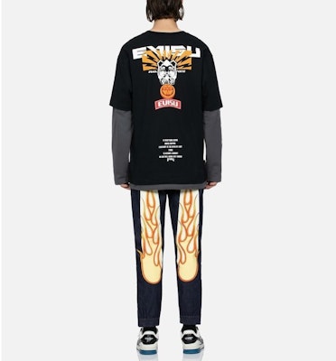 에비수 디스트레스드 플레임 미드라이즈 릴렉스드 스트레이트 핏 청바지 2ESHTM3JO216RXCX Purchase 에비수 디스트레스드 플레임 미드라이즈 릴렉스드 스트레이트 핏 청바지 2ESHTM3JO216RXCX