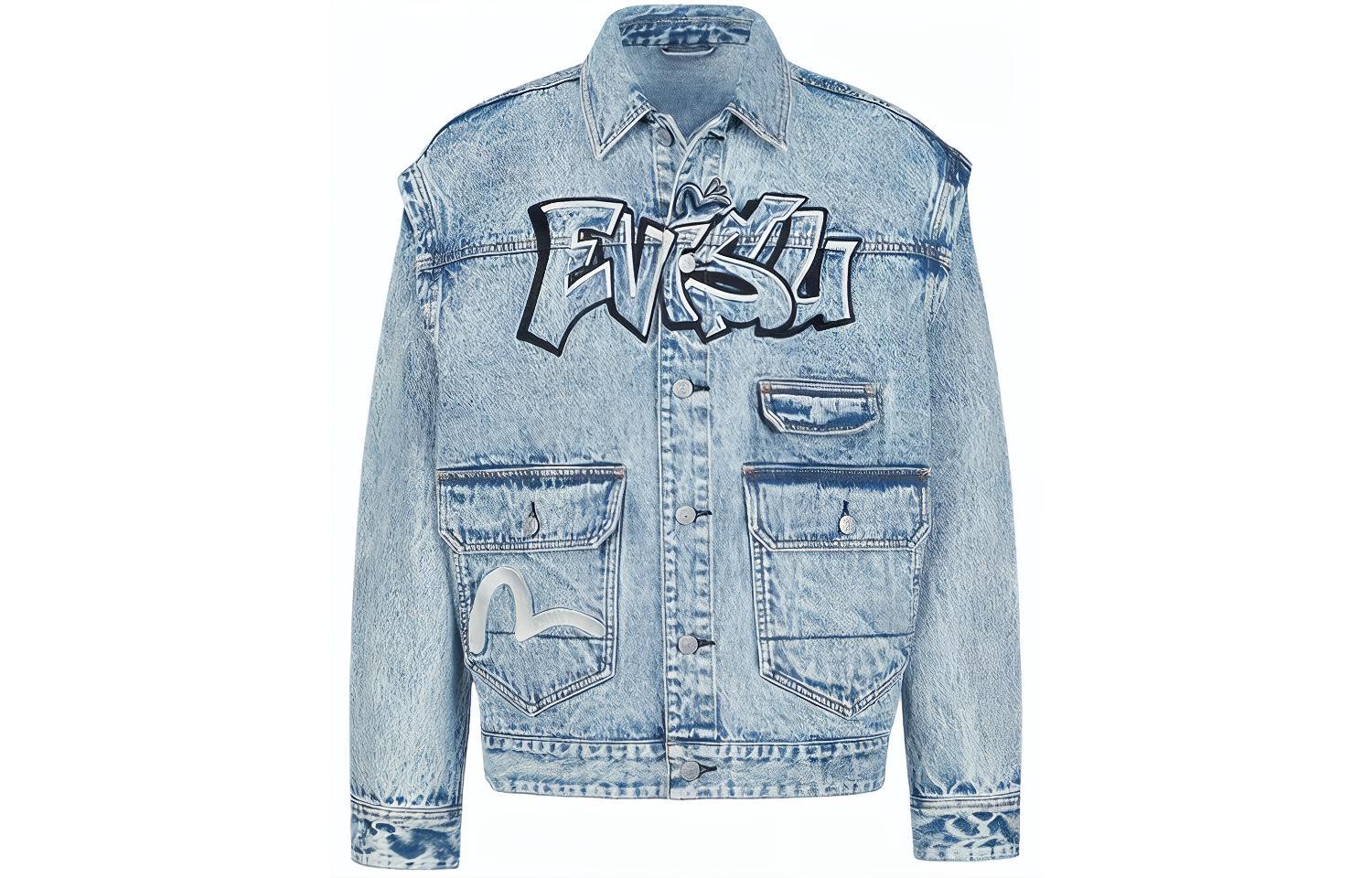 EVISU  Distressed Graffiti Denim Jacket with Removable Sleeves - Blue Denim 2ESHTM3DJ711LFCT 圖 2