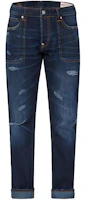 EVISU Distressed Seagull Patch Denim Jeans in Blue. 2ESHTM1JE11708 EVISU Distressed Seagull Patch Denim Jeans in Blue. 2ESHTM1JE11708