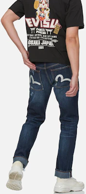 EVISU Jeans Denim Patch Seagull Biru Distressed. 2ESHTM1JE11708 Details for EVISU Jeans Denim Patch Seagull Biru Distressed. 2ESHTM1JE11708