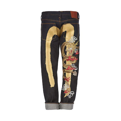 EVISU Dragon Embroidery Big M Denim Jeans Blue 1EAHTM8JE91708