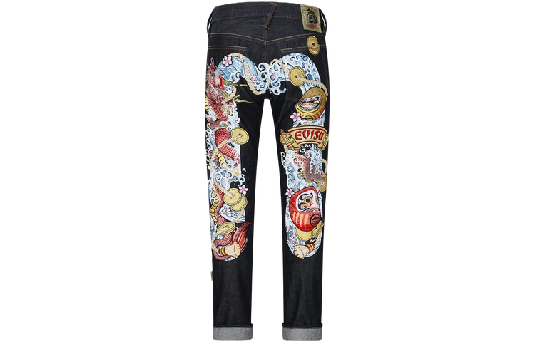 Order EVISU Vaqueros Rectos Relajados con Letra y Dragón - Azul 2ESHTM4JE799908DN