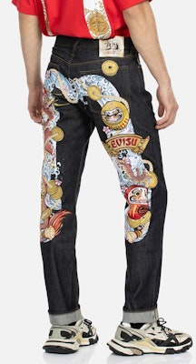 EVISU Vaqueros Rectos Relajados con Letra y Dragón - Azul 2ESHTM4JE799908DN Shop EVISU Vaqueros Rectos Relajados con Letra y Dragón - Azul 2ESHTM4JE799908DN