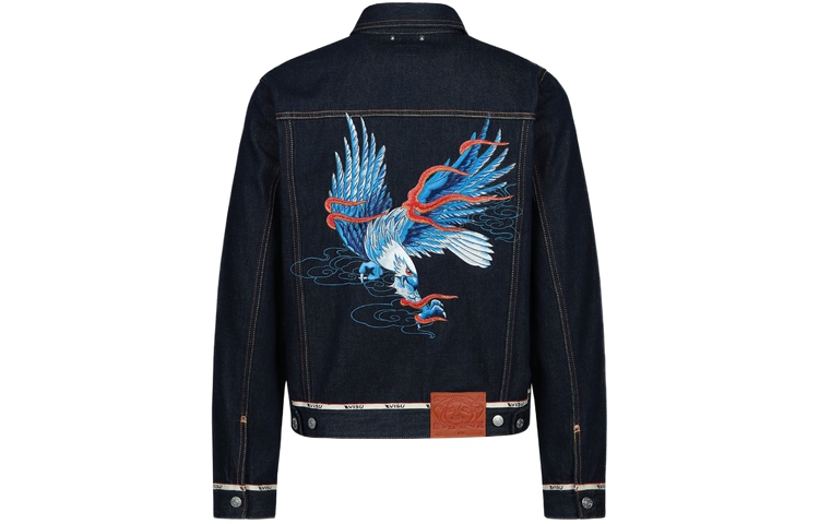 EVISU  Embroidered Seagull Eagle Denim Jacket - Blue 2ESHTM3DJ115XXCT
