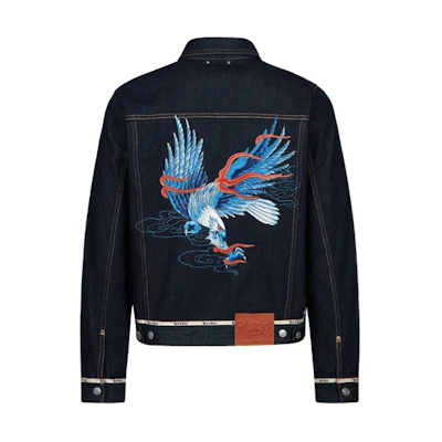 EVISU Embroidered Seagull Eagle Denim Jacket - Blue 2ESHTM3DJ115XXCT