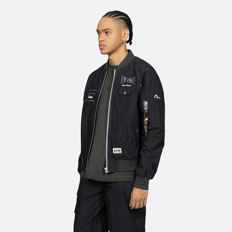 Shop 에비수 갈매기 로고 자수 프린트 재킷 2ESHTM4JK8005LFCT