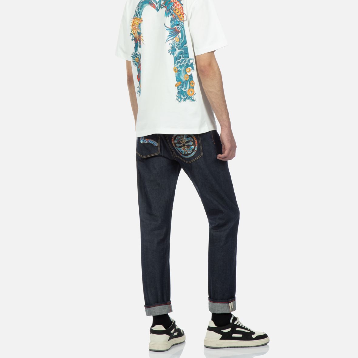 EVISU  Embroidered Seagull Skinny Fit Jeans in Denim Blue. 2ESHTM3JE16117CT 圖 4