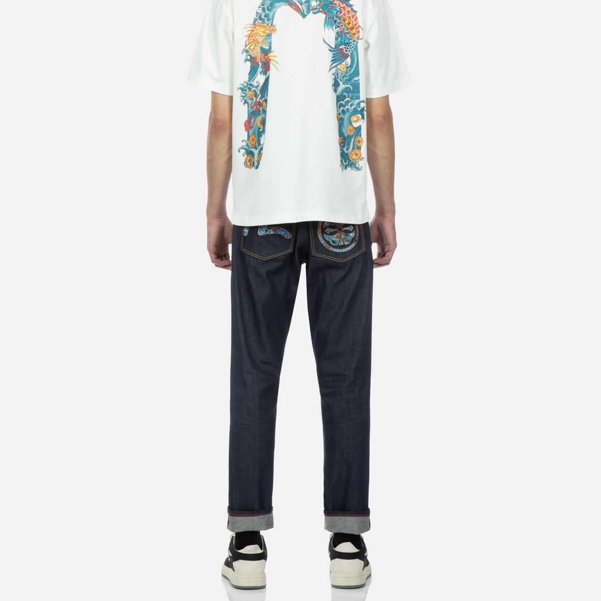 EVISU  Embroidered Seagull Skinny Fit Jeans in Denim Blue. 2ESHTM3JE16117CT 圖 5