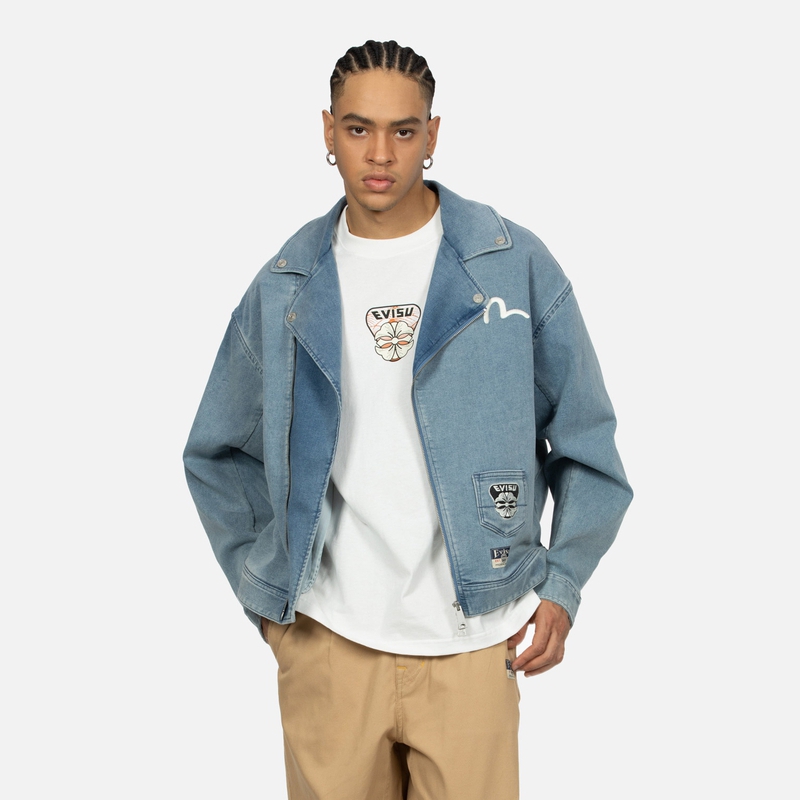 Purchase Chaqueta Vaquera EVISU de Moda con Diseño de Parche del Logo. 2ESHTM4JK1009FFKD