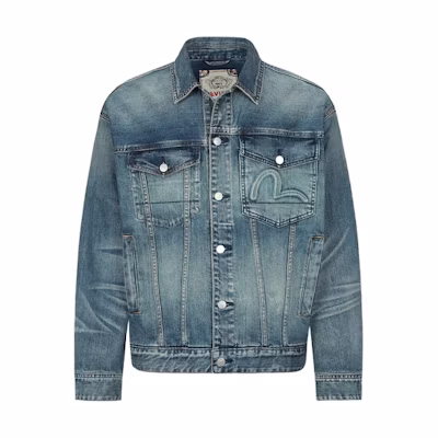 EVISU Floral Embossed Denim Jacket in Blue 2ESHTM3DJ710LFCS
