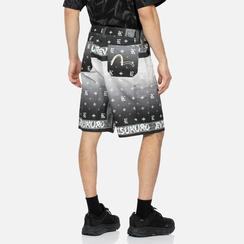 Shop EVISU グラデーションペイズリープリント テーパードカジュアルショーツ. 2ESGNM4SH5113TPCT
