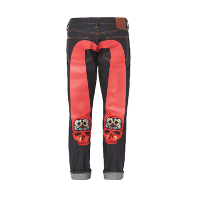 EVISU Graphic Print Slim Fit Jeans - Black 1EAADM8JE14410