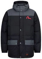 EVISU Graphic Printed Hooded Down Jacket - Black 2EAEPM1NC721MLNY EVISU Graphic Printed Hooded Down Jacket - Black 2EAEPM1NC721MLNY