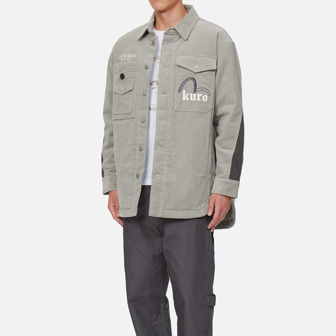 Purchase EVISU Baju Kelabu Corduroy Lengan Panjang dengan Sulaman Logo Patchwork. 2EAGNM1SJ143LFOQ