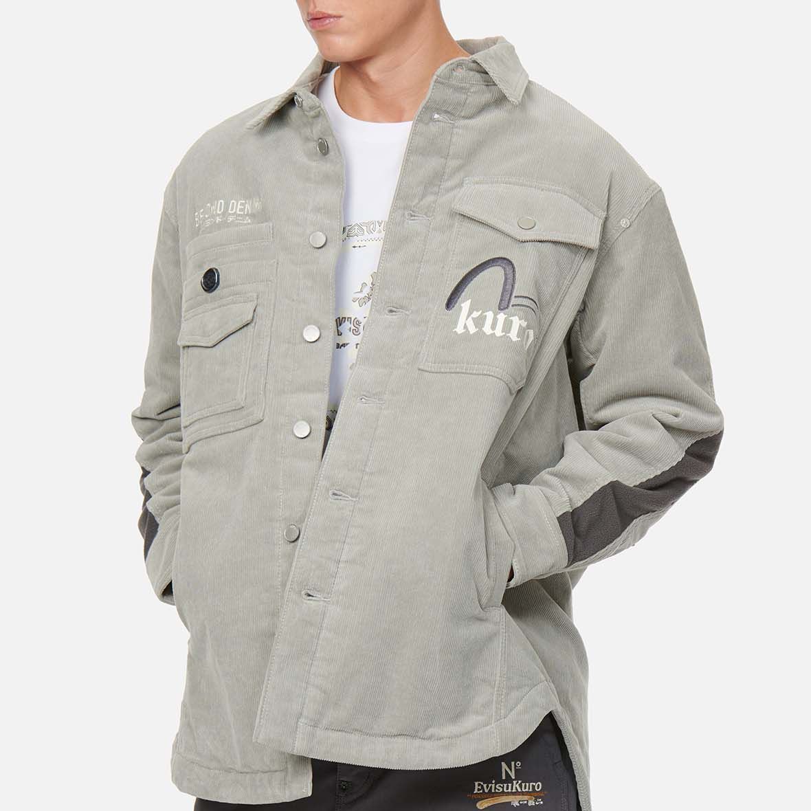 Details for EVISU Baju Kelabu Corduroy Lengan Panjang dengan Sulaman Logo Patchwork. 2EAGNM1SJ143LFOQ