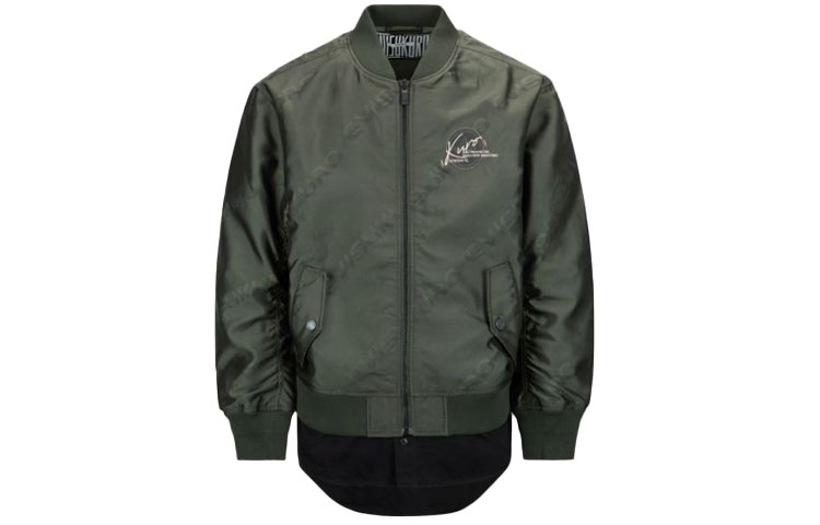 EVISU  Green Patchwork Logo Jacquard Bomber Jacket 2ESGNM2JK754OSPL