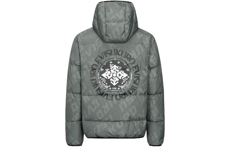 EVISU  Grey All-Over Printed Hooded Puffer Jacket 2EAGNM3NJ5102XXPL
