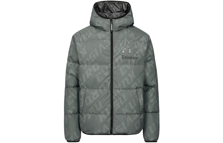 EVISU  Grey All-Over Printed Hooded Puffer Jacket 2EAGNM3NJ5102XXPL 圖 3